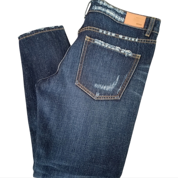 US27👖Buffalo David Bitton Mi-waist  Skinny Jeans - Dark Blue Distressed - Picture 2 of 12